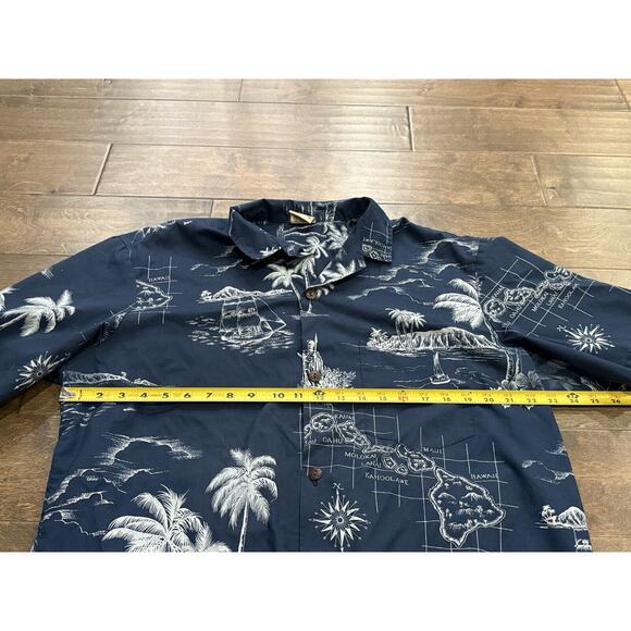 Royal Creations Mens Blue Hawaiian Tropical Map Print Button Up Shirt Size XL - Picture 8 of 8